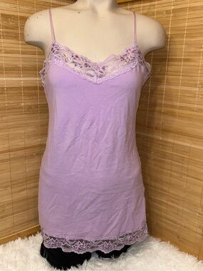 TEAM lilac purple lace trim cami camisole tank top Y2K woman’s XL